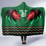 Custom Cricket Africa Kenya Hooded Blanket Green Lion Head with Kenyan Pattern - African Pride