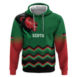 Custom Cricket Africa Kenya Hoodie Green Lion Head with Kenyan Pattern - African Pride