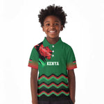 Custom Cricket Africa Kenya Kid Polo Shirt Green Lion Head with Kenyan Pattern - African Pride