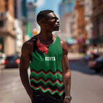 Custom Cricket Africa Kenya Men Tank Top Green Lion Head with Kenyan Pattern - African Pride
