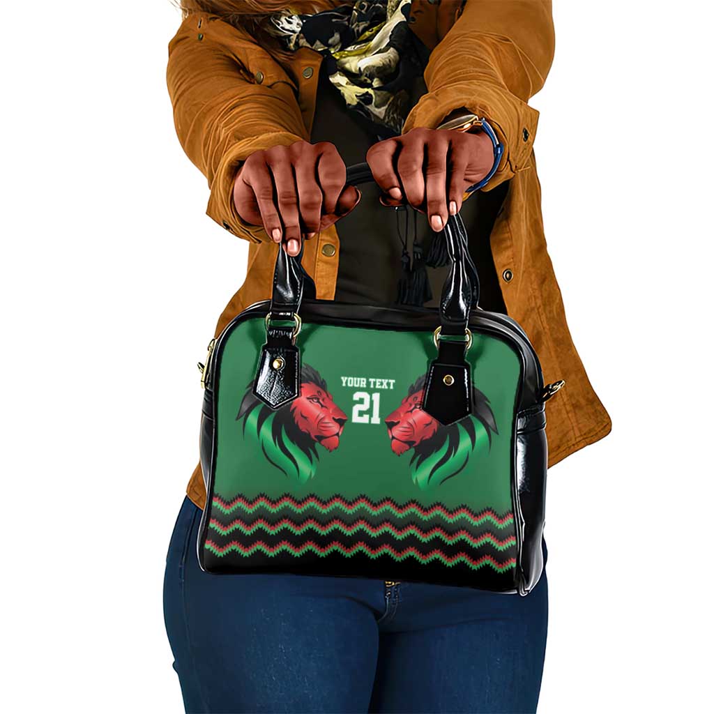 Custom Cricket Africa Kenya Shoulder Handbag Green Lion Head with Kenyan Pattern - African Pride