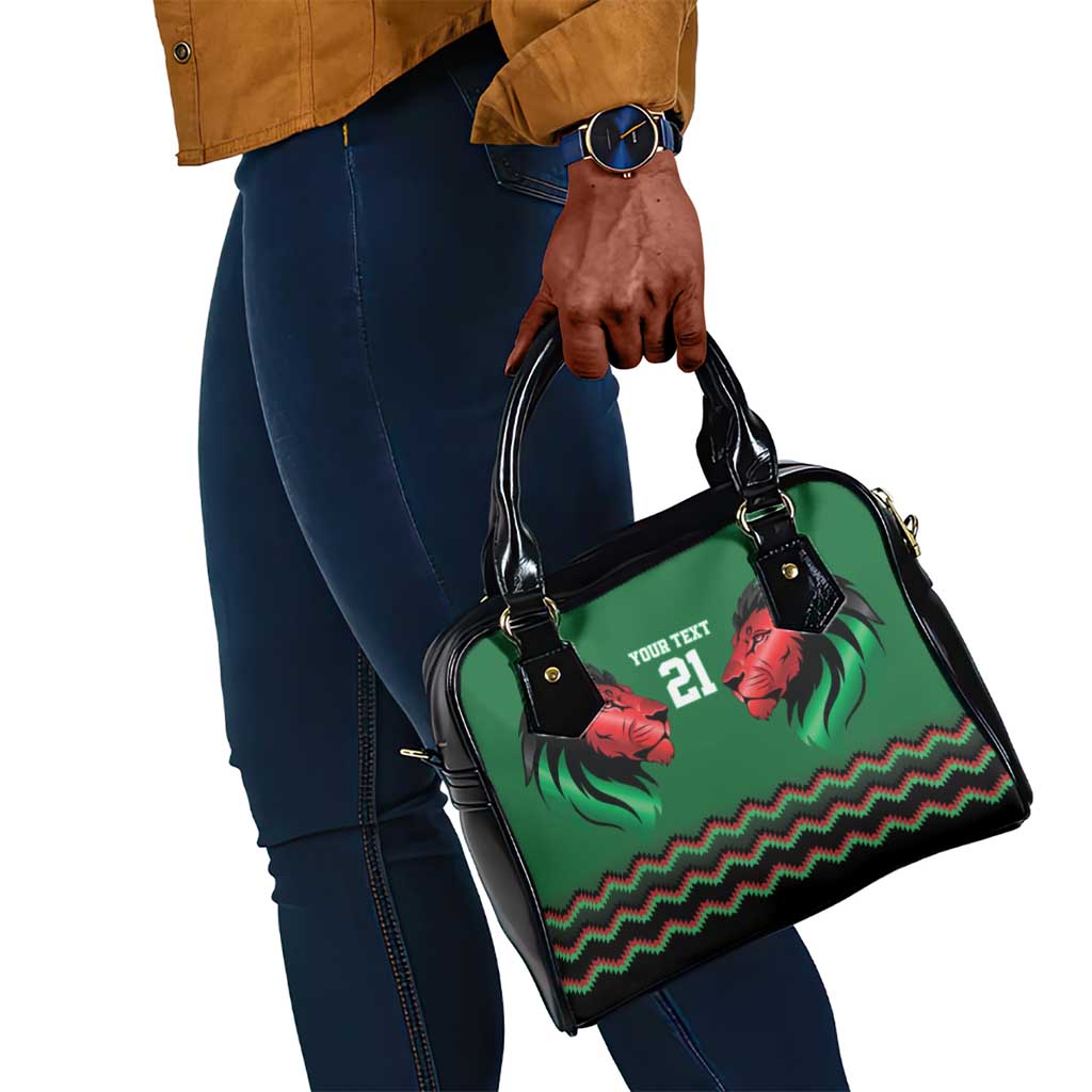 Custom Cricket Africa Kenya Shoulder Handbag Green Lion Head with Kenyan Pattern - African Pride
