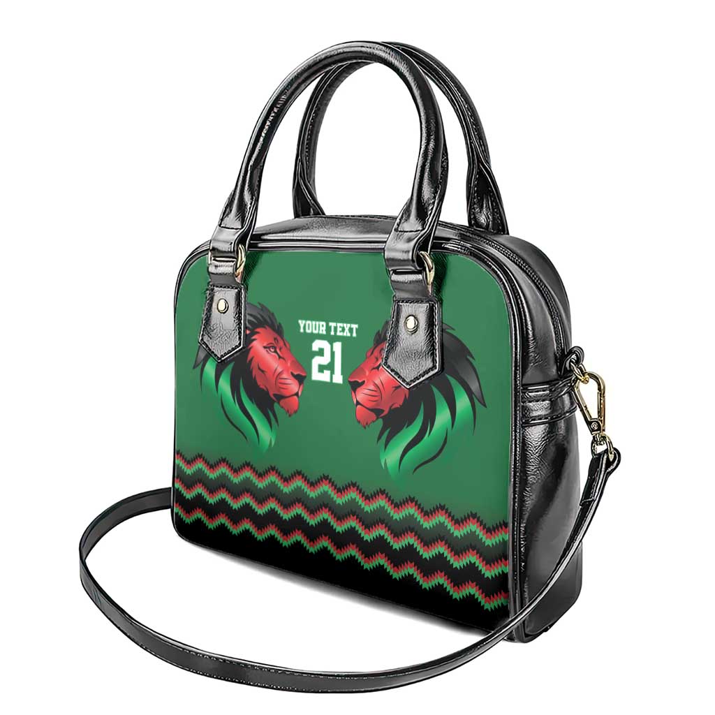 Custom Cricket Africa Kenya Shoulder Handbag Green Lion Head with Kenyan Pattern - African Pride