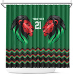 Custom Cricket Africa Kenya Shower Curtain Green Lion Head with Kenyan Pattern - African Pride