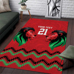 Custom Cricket Africa Kenya Area Rug Red Lion Head with Kenyan Pattern - African Pride