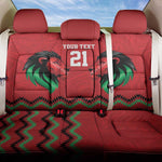 Custom Cricket Africa Kenya Back Car Seat Cover Red Lion Head with Kenyan Pattern - African Pride