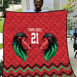 Custom Cricket Africa Kenya Quilt Red Lion Head with Kenyan Pattern - African Pride