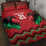 Custom Cricket Africa Kenya Quilt Bed Set Red Lion Head with Kenyan Pattern - African Pride