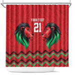Custom Cricket Africa Kenya Shower Curtain Red Lion Head with Kenyan Pattern - African Pride