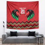 Custom Cricket Africa Kenya Tapestry Red Lion Head with Kenyan Pattern - African Pride