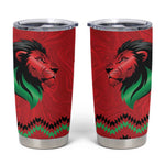 Custom Cricket Africa Kenya Tumbler Cup Red Lion Head with Kenyan Pattern - African Pride