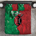 Personalized Kenya Maasai Shield Bedding Set Green Red Kenyan Lion Half Style - African Pride