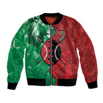 Personalized Kenya Maasai Shield Bomber Jacket Green Red Kenyan Lion Half Style - African Pride