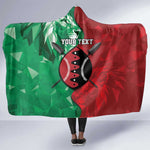 Personalized Kenya Maasai Shield Hooded Blanket Green Red Kenyan Lion Half Style - African Pride