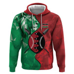 Personalized Kenya Maasai Shield Hoodie Green Red Kenyan Lion Half Style - African Pride