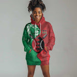 Personalized Kenya Maasai Shield Hoodie Dress Green Red Kenyan Lion Half Style - African Pride