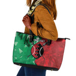 Personalized Kenya Maasai Shield Leather Tote Bag Green Red Kenyan Lion Half Style - African Pride