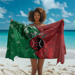 Personalized Kenya Maasai Shield Sarong Green Red Kenyan Lion Half Style - African Pride