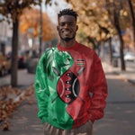 Personalized Kenya Maasai Shield Sweatshirt Green Red Kenyan Lion Half Style - African Pride