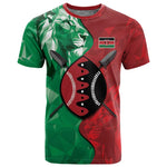 Personalized Kenya Maasai Shield T shirt Green Red Kenyan Lion Half Style - African Pride