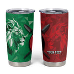 Personalized Kenya Maasai Shield Tumbler Cup Green Red Kenyan Lion Half Style - African Pride