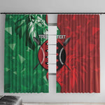 Personalized Kenya Maasai Shield Window Curtain Green Red Kenyan Lion Half Style - African Pride