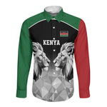 Custom Rugby Africa Kenya Long Sleeve Button Shirt Black Kenyan 22-23 Motif - African Pride