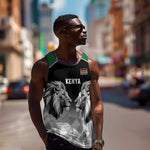 Custom Rugby Africa Kenya Men Tank Top Black Kenyan 22-23 Motif - African Pride