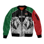 Custom Rugby Africa Kenya Sleeve Zip Bomber Jacket Black Kenyan 22-23 Motif - African Pride
