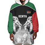Custom Rugby Africa Kenya Wearable Blanket Hoodie Black Kenyan 22-23 Motif - African Pride