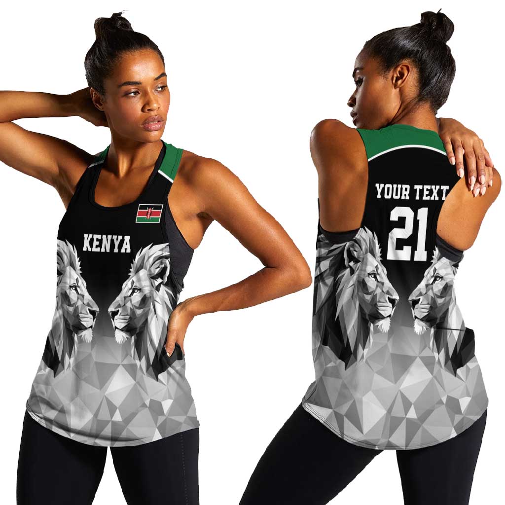 Custom Rugby Africa Kenya Women Racerback Tank Black Kenyan 22-23 Motif - African Pride