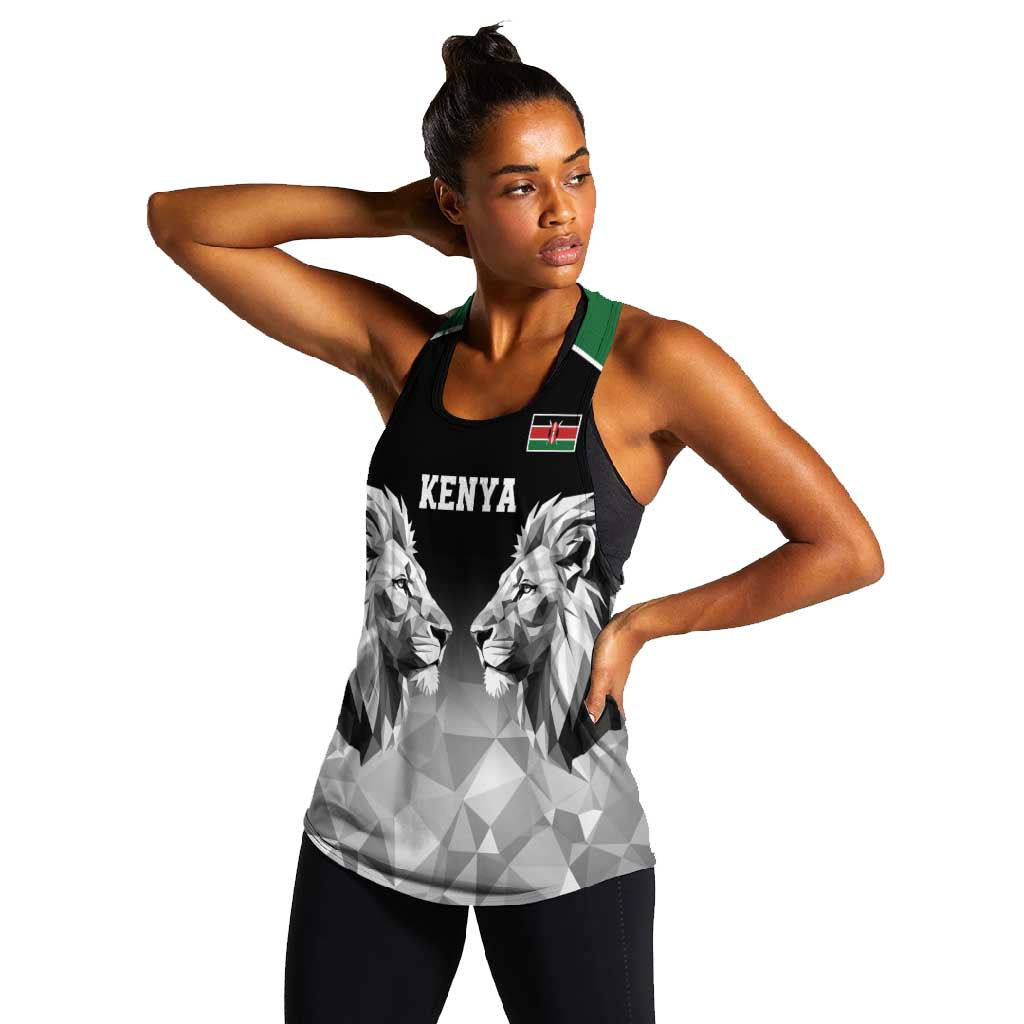 Custom Rugby Africa Kenya Women Racerback Tank Black Kenyan 22-23 Motif - African Pride