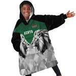 Custom Rugby Africa Kenya Kid Wearable Blanket Hoodie Green Kenyan 22-23 Motif - African Pride
