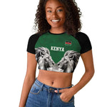Custom Rugby Africa Kenya Raglan Cropped T shirt Green Kenyan 22-23 Motif - African Pride