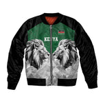 Custom Rugby Africa Kenya Sleeve Zip Bomber Jacket Green Kenyan 22-23 Motif - African Pride