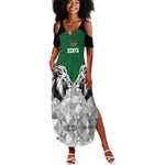 Custom Rugby Africa Kenya Summer Maxi Dress Green Kenyan 22-23 Motif - African Pride