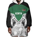 Custom Rugby Africa Kenya Wearable Blanket Hoodie Green Kenyan 22-23 Motif - African Pride