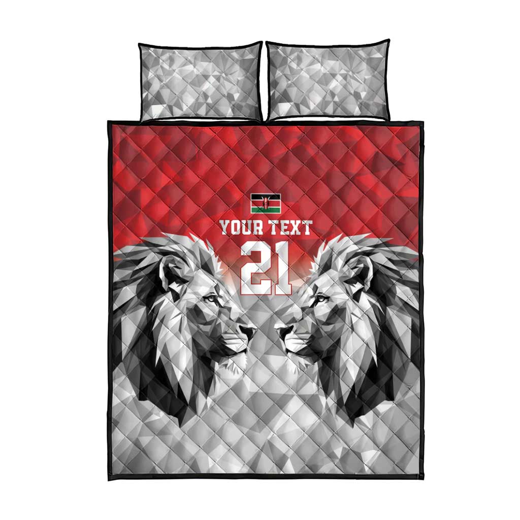 Custom Rugby Africa Kenya Quilt Bed Set Red Kenyan 22-23 Motif - African Pride