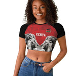 Custom Rugby Africa Kenya Raglan Cropped T shirt Red Kenyan 22-23 Motif - African Pride