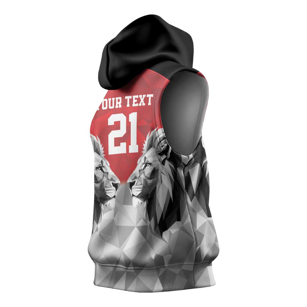 Custom Rugby Africa Kenya Sleeveless Hoodie Red Kenyan 22-23 Motif - African Pride