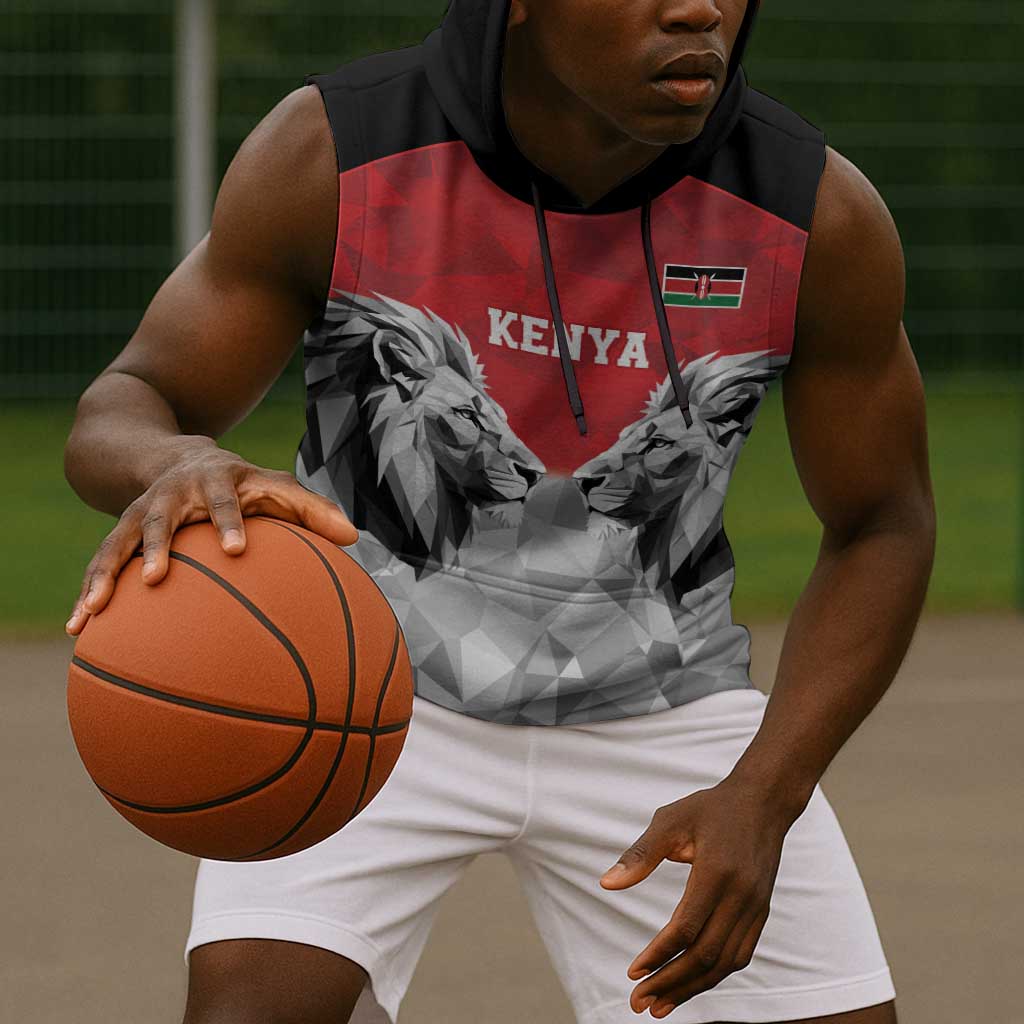 Custom Rugby Africa Kenya Sleeveless Hoodie Red Kenyan 22-23 Motif - African Pride
