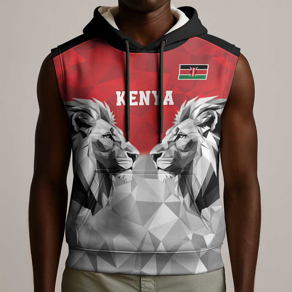 Custom Rugby Africa Kenya Sleeveless Hoodie Red Kenyan 22-23 Motif - African Pride
