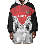 Custom Rugby Africa Kenya Wearable Blanket Hoodie Red Kenyan 22-23 Motif - African Pride