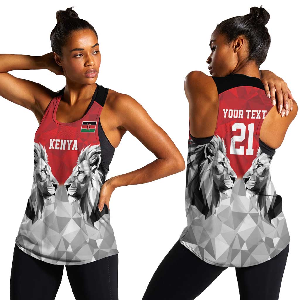 Custom Rugby Africa Kenya Women Racerback Tank Red Kenyan 22-23 Motif - African Pride