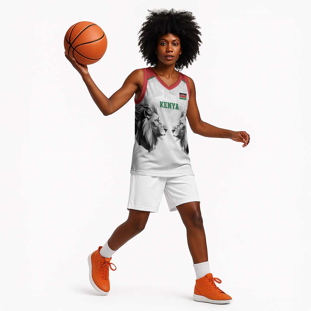 Custom Rugby Africa Kenya Basketball Jersey White Kenyan 22-23 Motif - African Pride