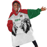 Custom Rugby Africa Kenya Kid Wearable Blanket Hoodie White Kenyan 22-23 Motif - African Pride