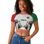 Custom Rugby Africa Kenya Raglan Cropped T shirt White Kenyan 22-23 Motif - African Pride