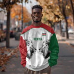 Custom Rugby Africa Kenya Sweatshirt White Kenyan 22-23 Motif - African Pride