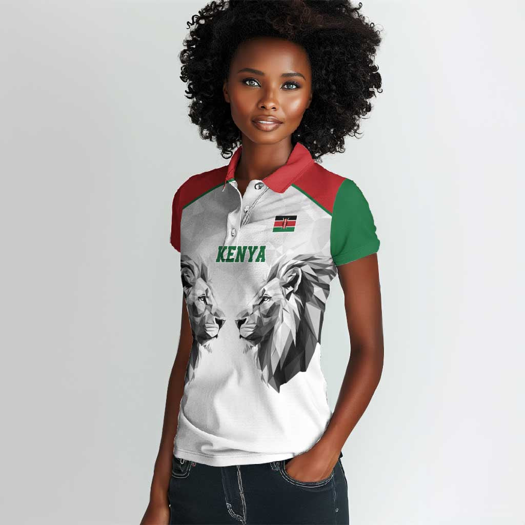 Custom Rugby Africa Kenya Women Polo Shirt White Kenyan 22-23 Motif - African Pride