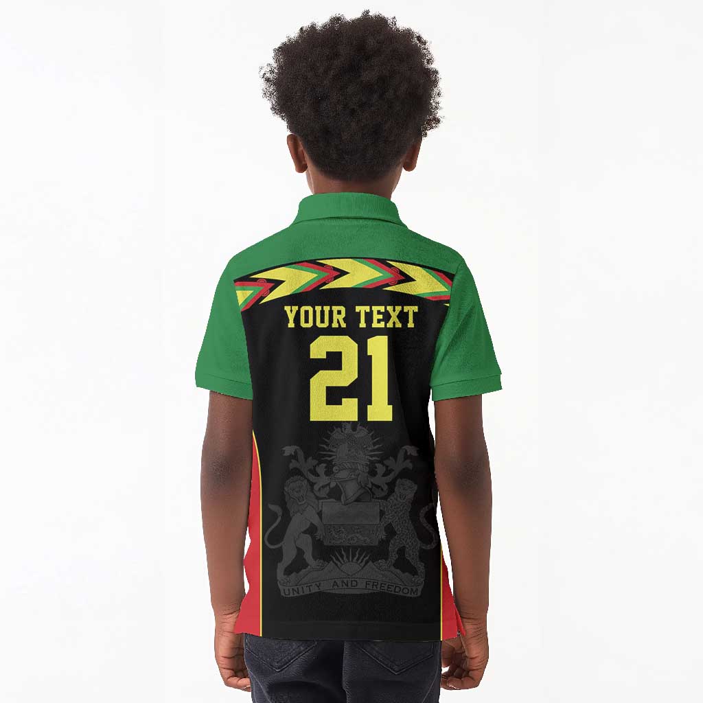 Custom Cricket Africa Malawi Kid Polo Shirt Malawi Chevron Pattern - African Pride